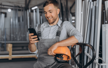 portrait of a happy worker in a orange helmet talk 2023 11 27 05 11 41 utc